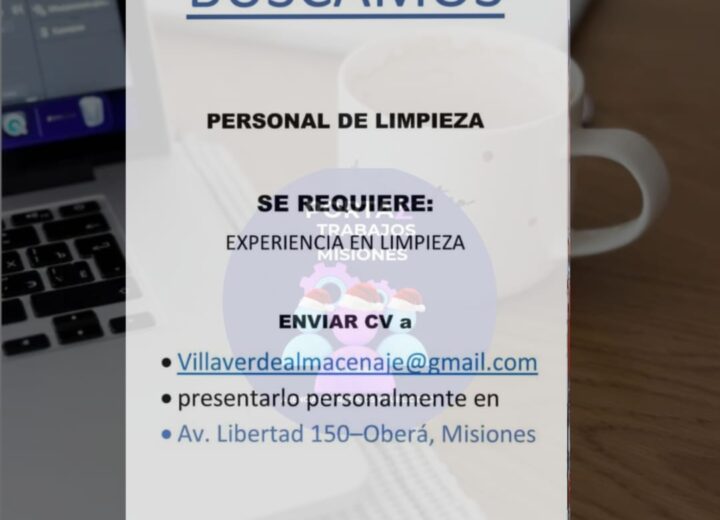 BUSQUEDA LABORAL PERSONAL DE LIMPIEZA OBERÁ