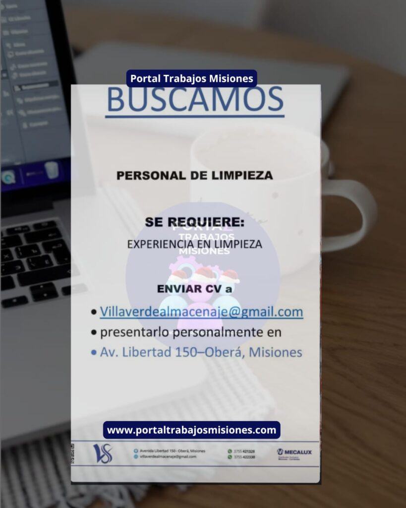 BUSQUEDA LABORAL PERSONAL DE LIMPIEZA OBERÁ